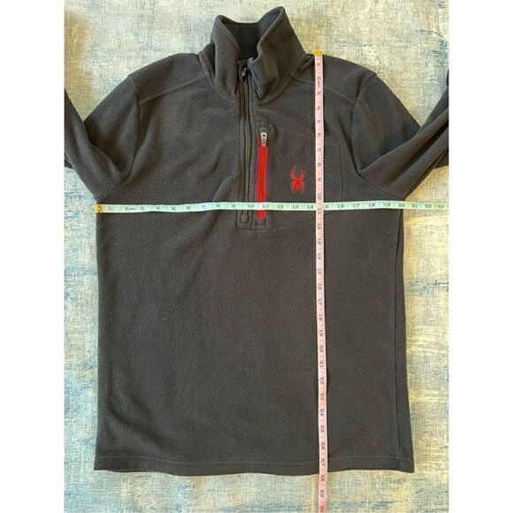 Spyder Black Red Fleece Half Zip Pullover Men's Medium - Picture 4 of 6